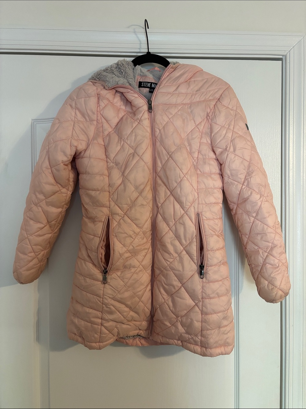 Steve Madden Light Pink Quilted Hooded Puffer Coat